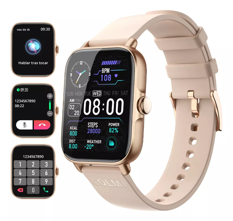 Smartwatch Colmi P28plus. Notifica llamadas. DORADO