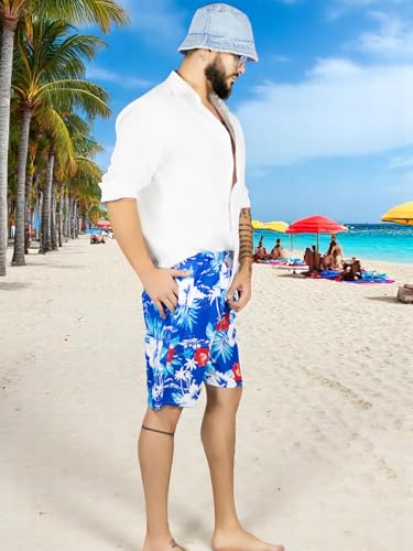 Traje de Baño Hombre Estampado Trajes de Baño de Playa de Secado Rápido con Forro de Mallas, Bañador Corto para Playa, Natación o Piscina