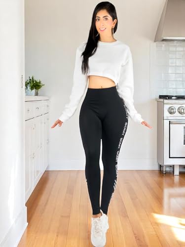 Pack de 2 Leggings Casuales de Mujer de Yoga para Dama y Cintura Alta Pantalones Ajustados con Control de Abdomen no transparentan