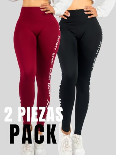 Pack de 2 Leggings Casuales de Mujer de Yoga para Dama y Cintura Alta Pantalones Ajustados con Control de Abdomen no transparentan