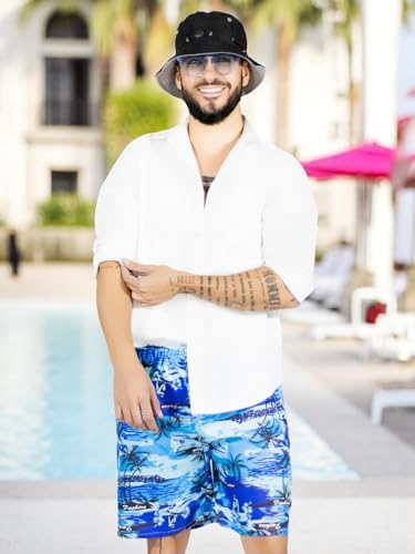 Traje de Baño Hombre Estampado Trajes de Baño de Playa de Secado Rápido con Forro de Mallas, Bañador Corto para Playa, Natación o Piscina