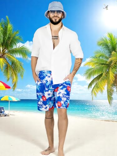 Traje de Baño Hombre Estampado Trajes de Baño de Playa de Secado Rápido con Forro de Mallas, Bañador Corto para Playa, Natación o Piscina