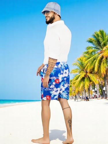 Traje de Baño Hombre Estampado Trajes de Baño de Playa de Secado Rápido con Forro de Mallas, Bañador Corto para Playa, Natación o Piscina