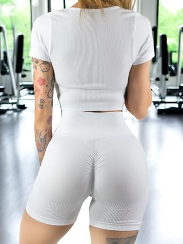 CONJUNTO DEPORTIVO DE MUJER DE SHORT Y BLUSA STRETCH PUSH UP