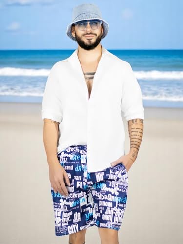 Traje de Baño Hombre Estampado Trajes de Baño de Playa de Secado Rápido con Forro de Mallas, Bañador Corto para Playa, Natación o Piscina