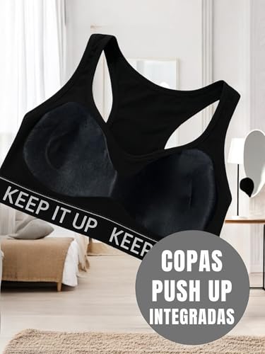 Set de 2 Bras Mujer con Copas Push Up Peto Medio Comodidad Sin Varilla