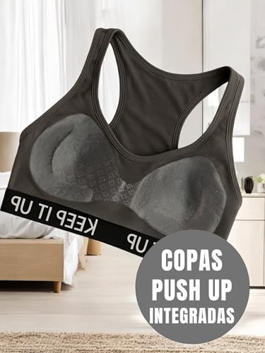 MALABIS Bra Mujer con Copas Push Up Peto Medio Comodidad Sin Varilla