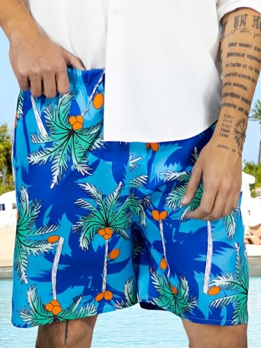 Traje de Baño Hombre Estampado Trajes de Baño de Playa de Secado Rápido con Forro de Mallas, Bañador Corto para Playa, Natación o Piscina