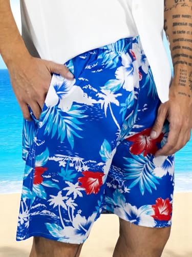 Traje de Baño Hombre Estampado Trajes de Baño de Playa de Secado Rápido con Forro de Mallas, Bañador Corto para Playa, Natación o Piscina