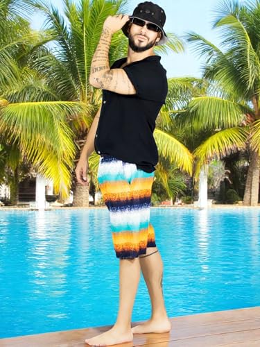 Short Playa y Alberca Hombre Estampado Traje Baño con Forro