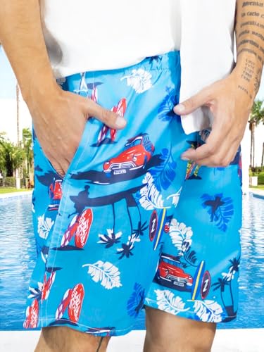 Traje de Baño Hombre Estampado Trajes de Baño de Playa de Secado Rápido con Forro de Mallas, Bañador Corto para Playa, Natación o Piscina