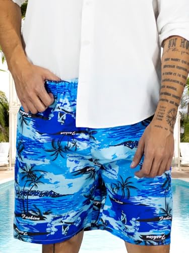 Traje de Baño Hombre Estampado Trajes de Baño de Playa de Secado Rápido con Forro de Mallas, Bañador Corto para Playa, Natación o Piscina