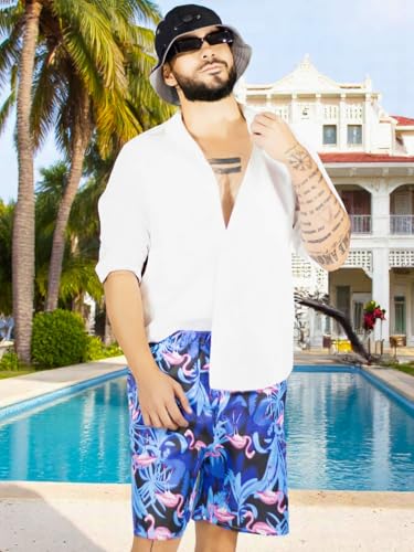 Traje de Baño Hombre Estampado Trajes de Baño de Playa de Secado Rápido con Forro de Mallas, Bañador Corto para Playa, Natación o Piscina