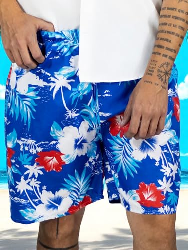 Traje de Baño Hombre Estampado Trajes de Baño de Playa de Secado Rápido con Forro de Mallas, Bañador Corto para Playa, Natación o Piscina