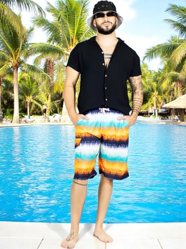 Short Playa y Alberca Hombre Estampado Traje Baño con Forro