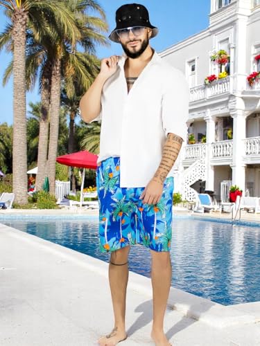 Traje de Baño Hombre Estampado Trajes de Baño de Playa de Secado Rápido con Forro de Mallas, Bañador Corto para Playa, Natación o Piscina
