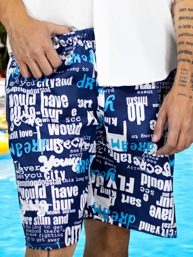 Traje de Baño Hombre Estampado Trajes de Baño de Playa de Secado Rápido con Forro de Mallas, Bañador Corto para Playa, Natación o Piscina