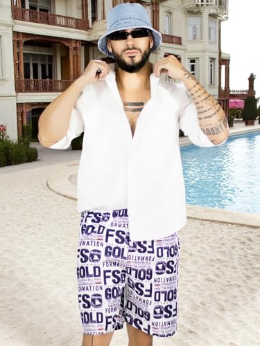 Traje de Baño Hombre Estampado Trajes de Baño de Playa de Secado Rápido con Forro de Mallas, Bañador Corto para Playa, Natación o Piscina