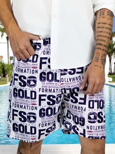 Traje de Baño Hombre Estampado Trajes de Baño de Playa de Secado Rápido con Forro de Mallas, Bañador Corto para Playa, Natación o Piscina