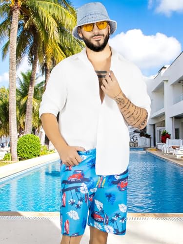 Traje de Baño Hombre Estampado Trajes de Baño de Playa de Secado Rápido con Forro de Mallas, Bañador Corto para Playa, Natación o Piscina