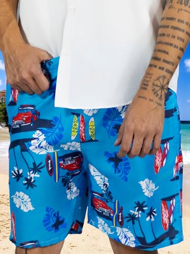 Traje de Baño Hombre Estampado Trajes de Baño de Playa de Secado Rápido con Forro de Mallas, Bañador Corto para Playa, Natación o Piscina