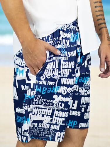 Traje de Baño Hombre Estampado Trajes de Baño de Playa de Secado Rápido con Forro de Mallas, Bañador Corto para Playa, Natación o Piscina