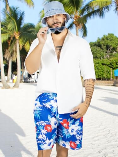 Traje de Baño Hombre Estampado Trajes de Baño de Playa de Secado Rápido con Forro de Mallas, Bañador Corto para Playa, Natación o Piscina