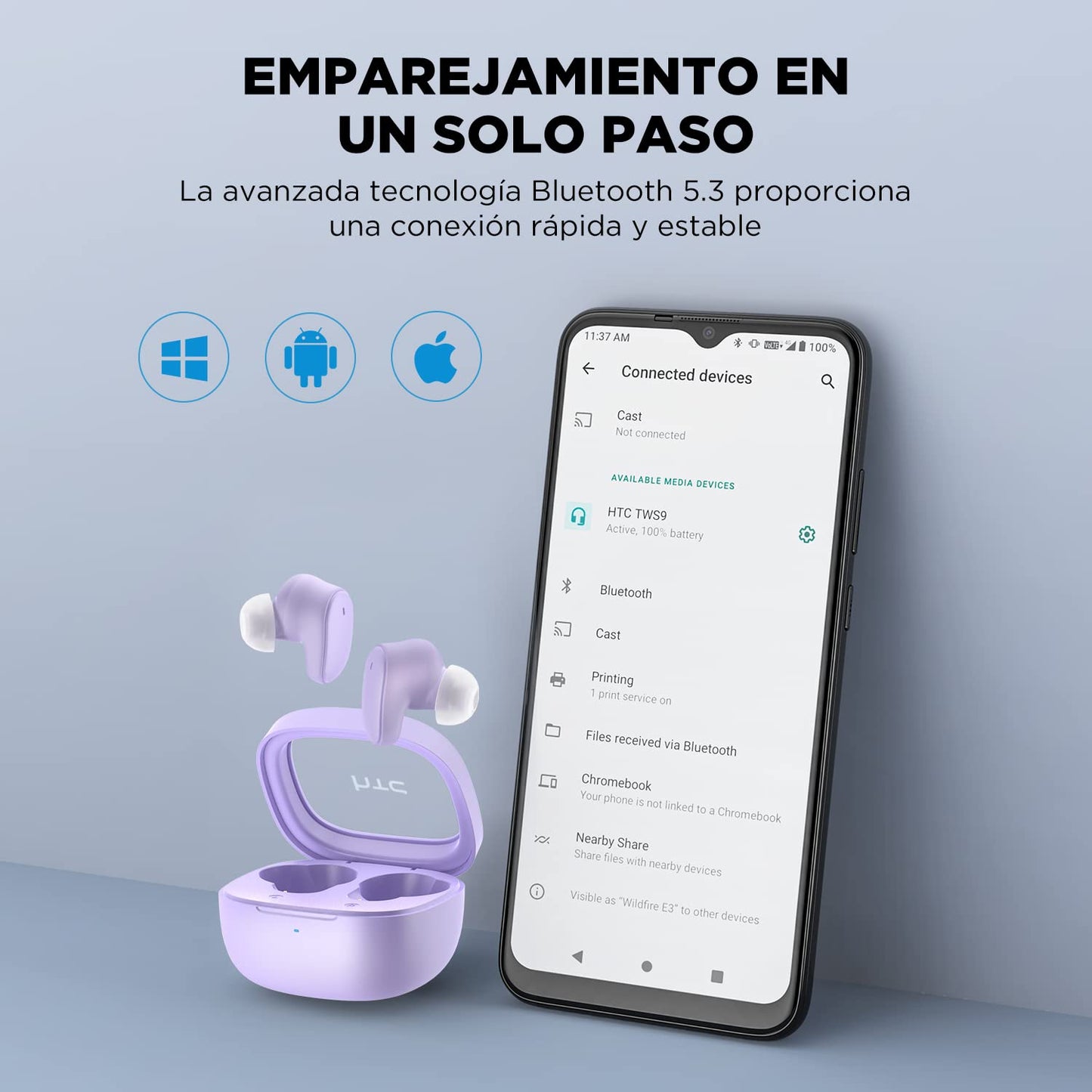 Audífonos Inalámbricos HTC Bluetooth 5.3 Audífonos-Inalámbricos Manos Libres