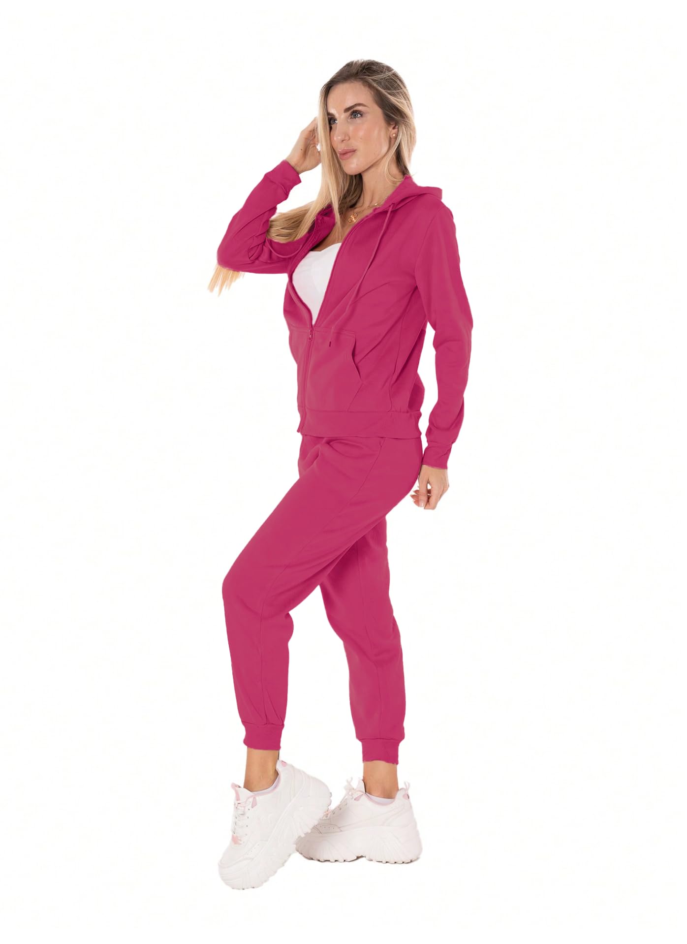 Generic Set Pants y Sudadera Mujer Manga Larga Tallas Extras Oversize Traje Deportivo para Dama Traje De Jogging Chándal con Abrigo y Pantalón