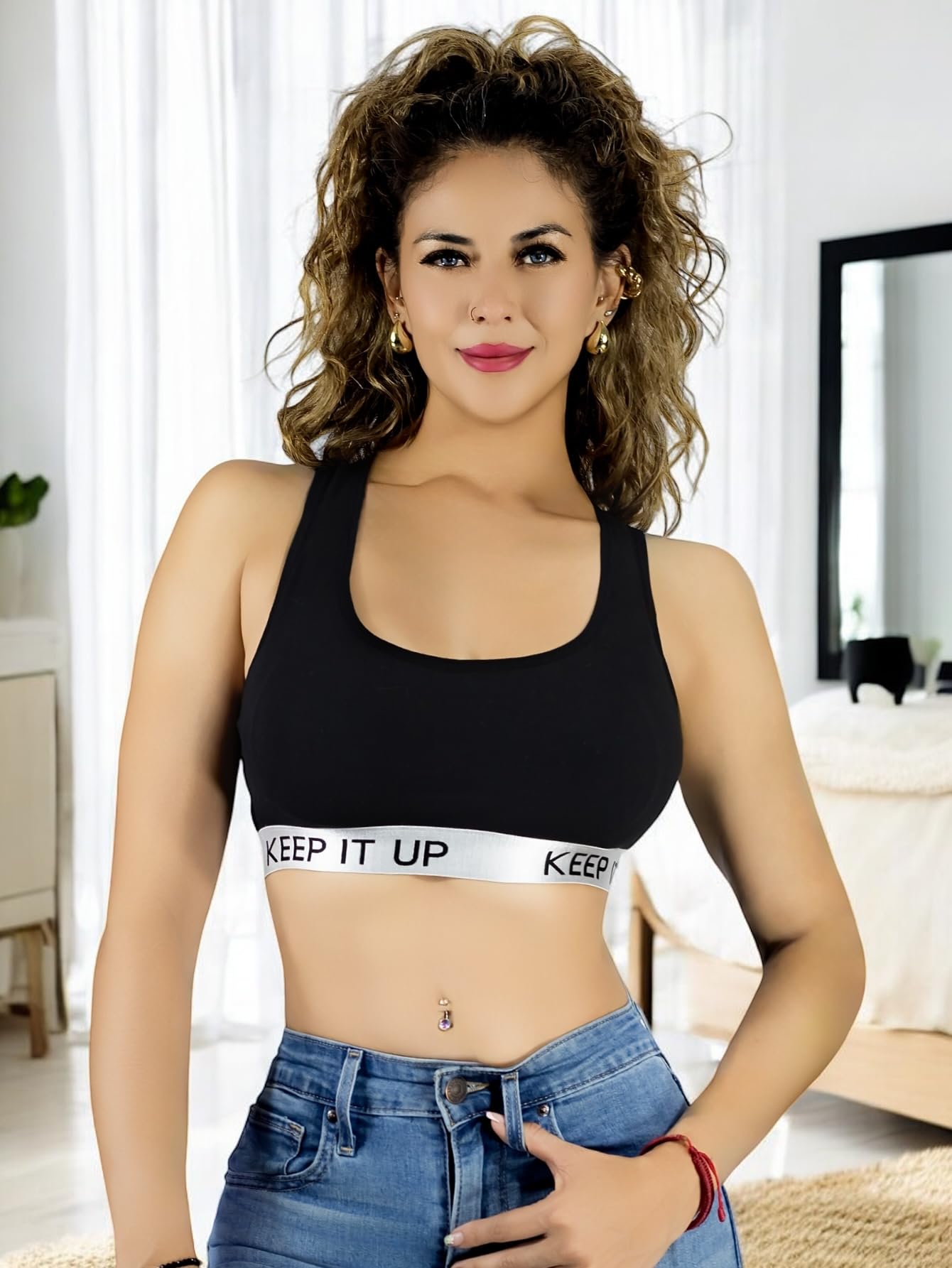 Set de 4 Bras Mujer con Copas Push Up Peto Medio Comodidad Sin Varilla