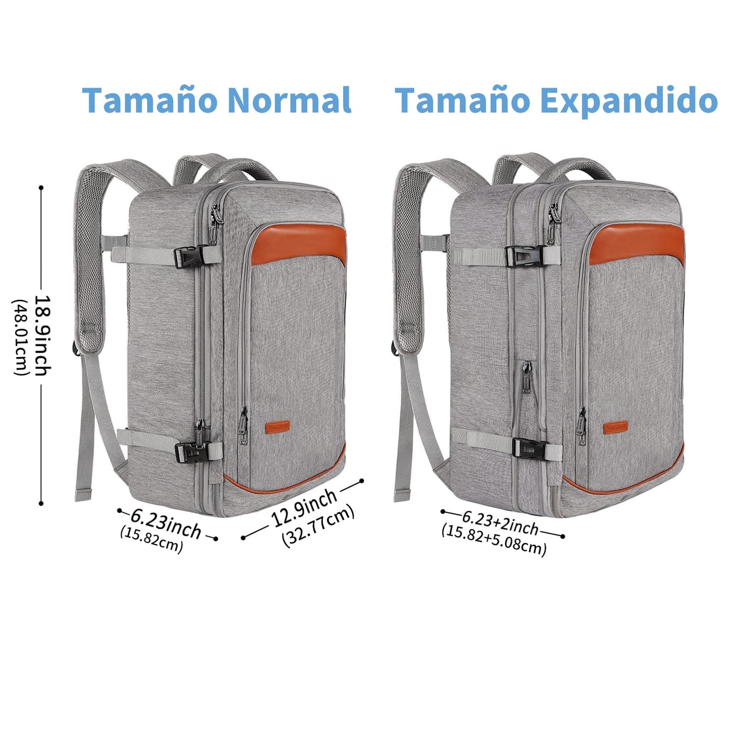 Mochila de transporte, mochila de viaje extragrande aprobada por aerolíneas de 50 con 3 cubos de embalaje para mujeres y hombres, resistente al agua expandible durante la noche, veliz de negocios.