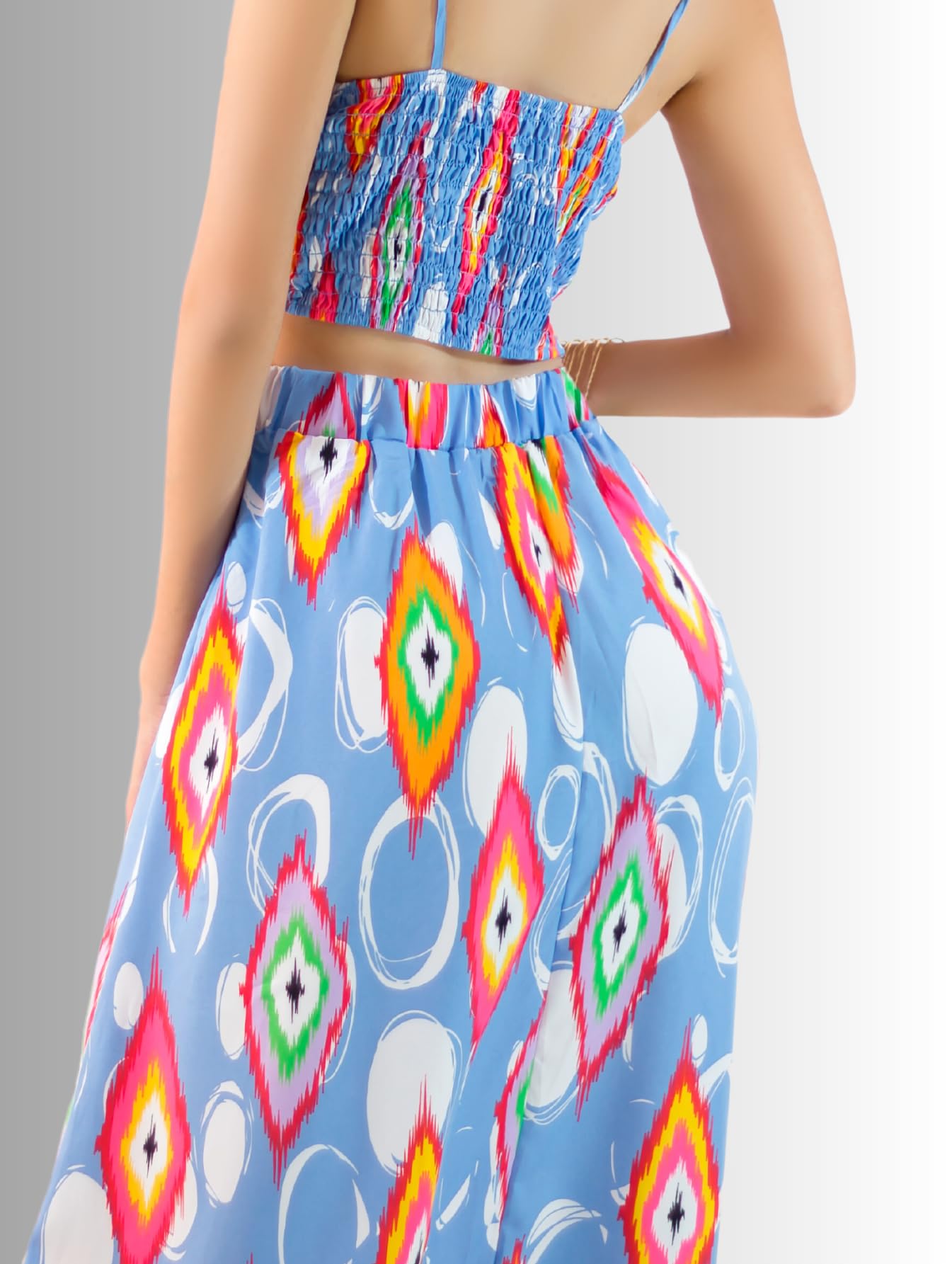 Generic Vestidos Casuales Mujer Vestido Largo Dama Estampados Largo de Tela Ligera Ideal para Salidas Casuales o Semi Formales (MX/US, Alfa, Talla única, Regular, Regular, AZL)