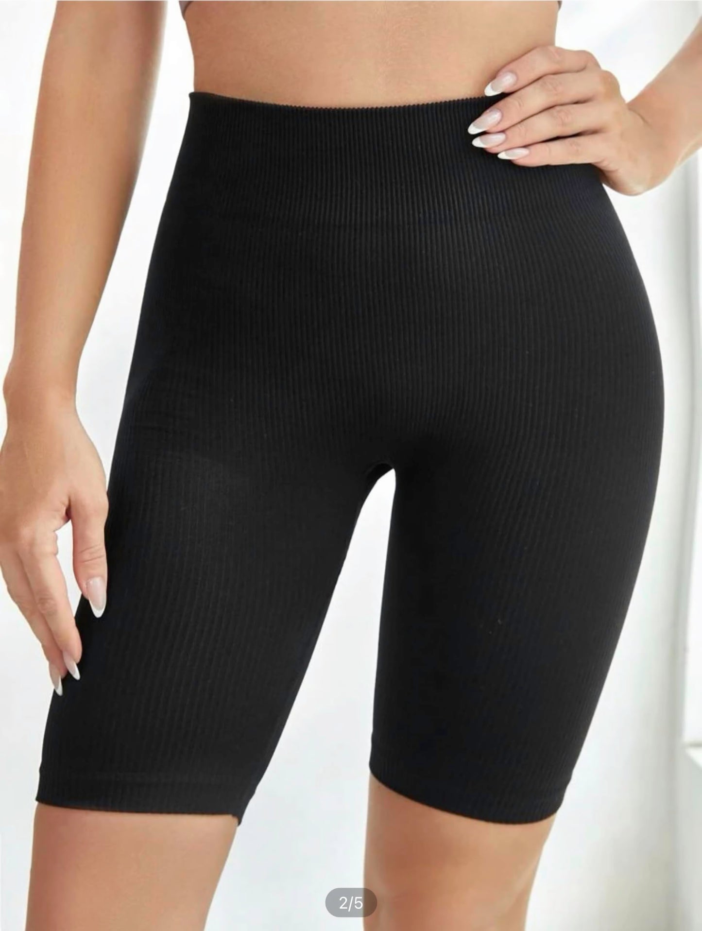 Short Dama Paquete de 2 Pantalones Cortos de Ciclista para Mujer Short Cintura Alta, Levantamiento de glúteos Bermuda Shorts (Negro/Coral)