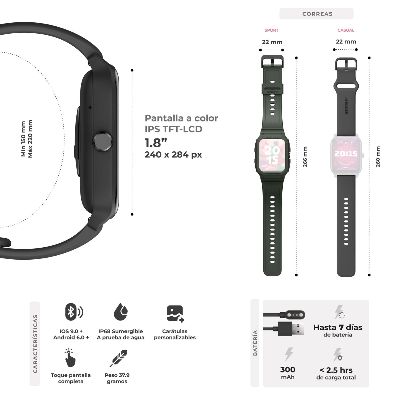 Smartwatch Deportivo con Llamadas y Alexa Integrado – Resistente al Agua y Batería de 7 Días