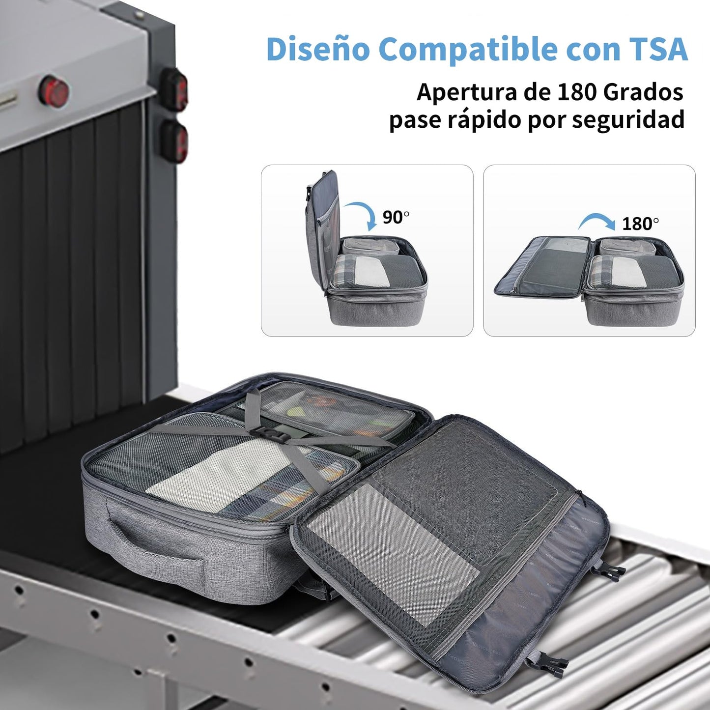 Mochila de transporte, mochila de viaje extragrande aprobada por aerolíneas de 50 con 3 cubos de embalaje para mujeres y hombres, resistente al agua expandible durante la noche, veliz de negocios.