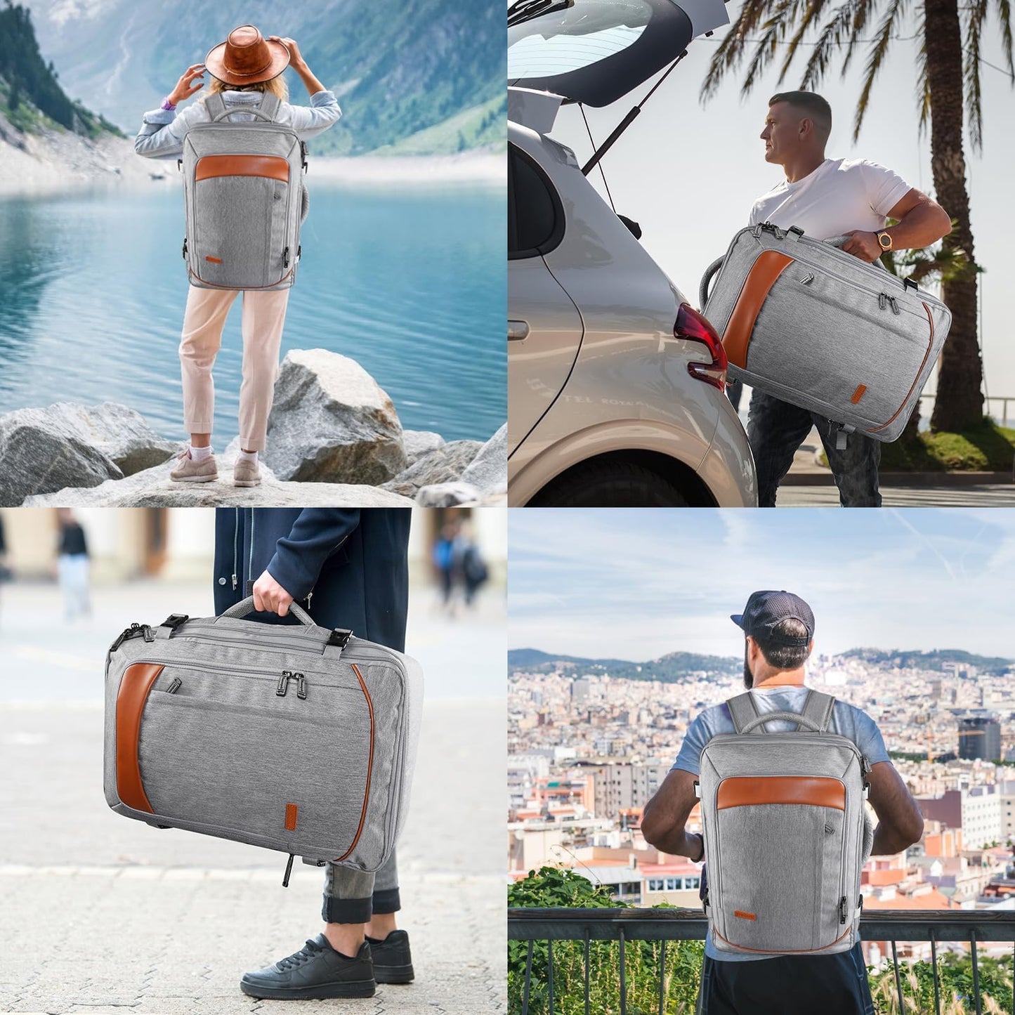 Mochila de transporte, mochila de viaje extragrande aprobada por aerolíneas de 50 con 3 cubos de embalaje para mujeres y hombres, resistente al agua expandible durante la noche, veliz de negocios.