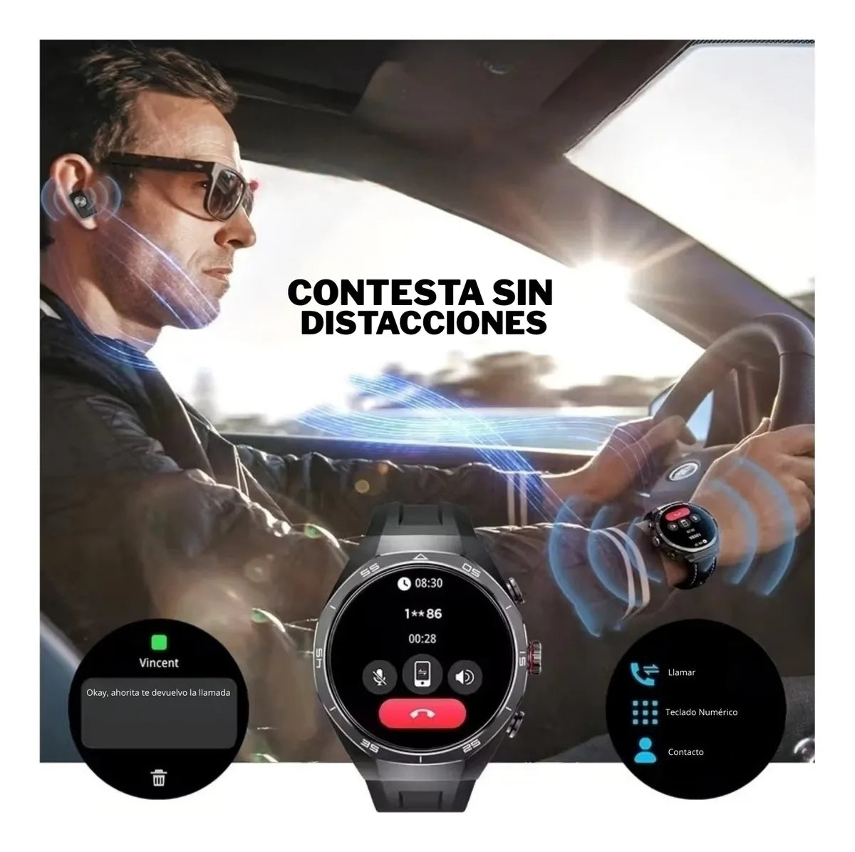 SmartWatch Gtide Series R9 Edge Inteligente Con Audífonos (Plateado) – Tecnología 2 en 1