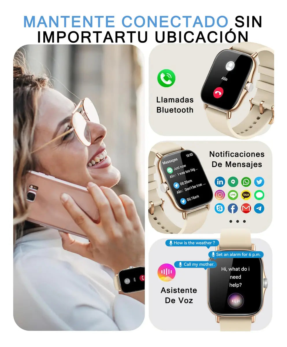 Combo Smartwatch Futurem FM13 + Audífonos g-tide L42 Bluetooth Ultra Compactos Rosa