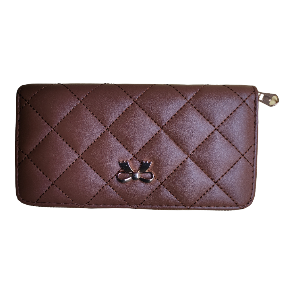Monedero para MUJER, cierre, chapa lazo. Café