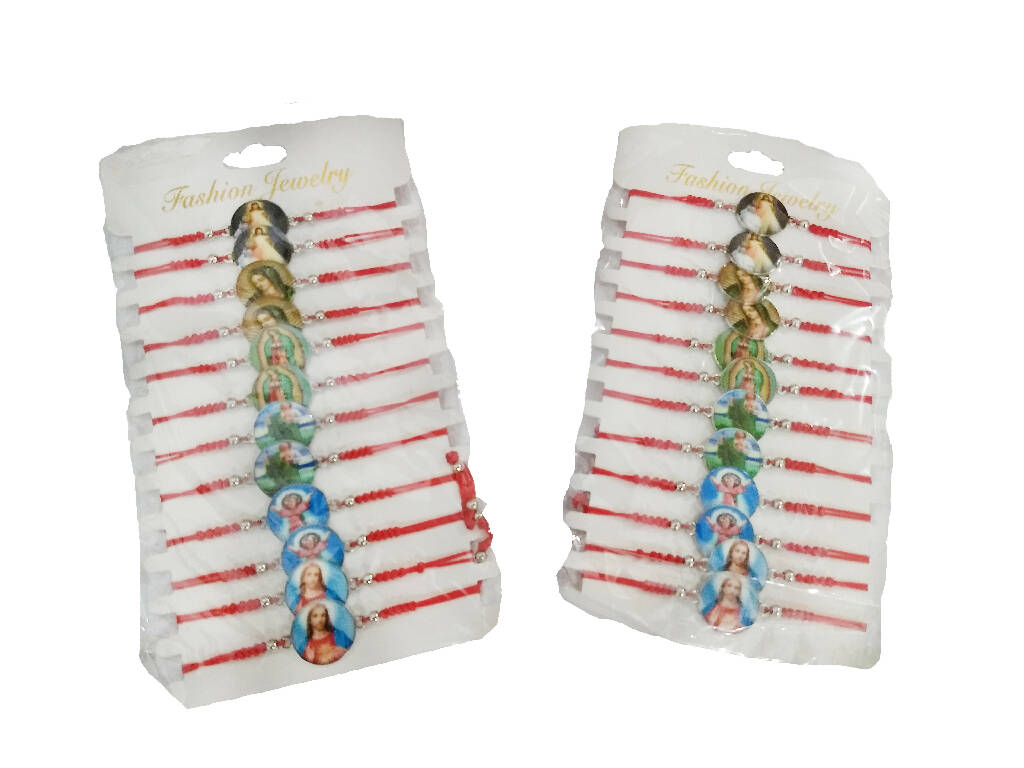 Pulsos con dije de santos católicos (12 pz)