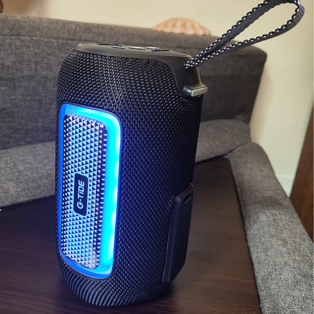 Bocina Bluetooth Portátil G-Tide SV41 con Sonido Hi-Fi, Luces LED y Certificación IPX6, Potencia 20W
