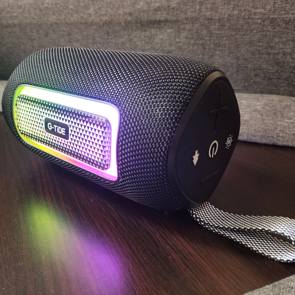 Bocina Bluetooth Portátil G-Tide SV41 con Sonido Hi-Fi, Luces LED y Certificación IPX6, Potencia 20W