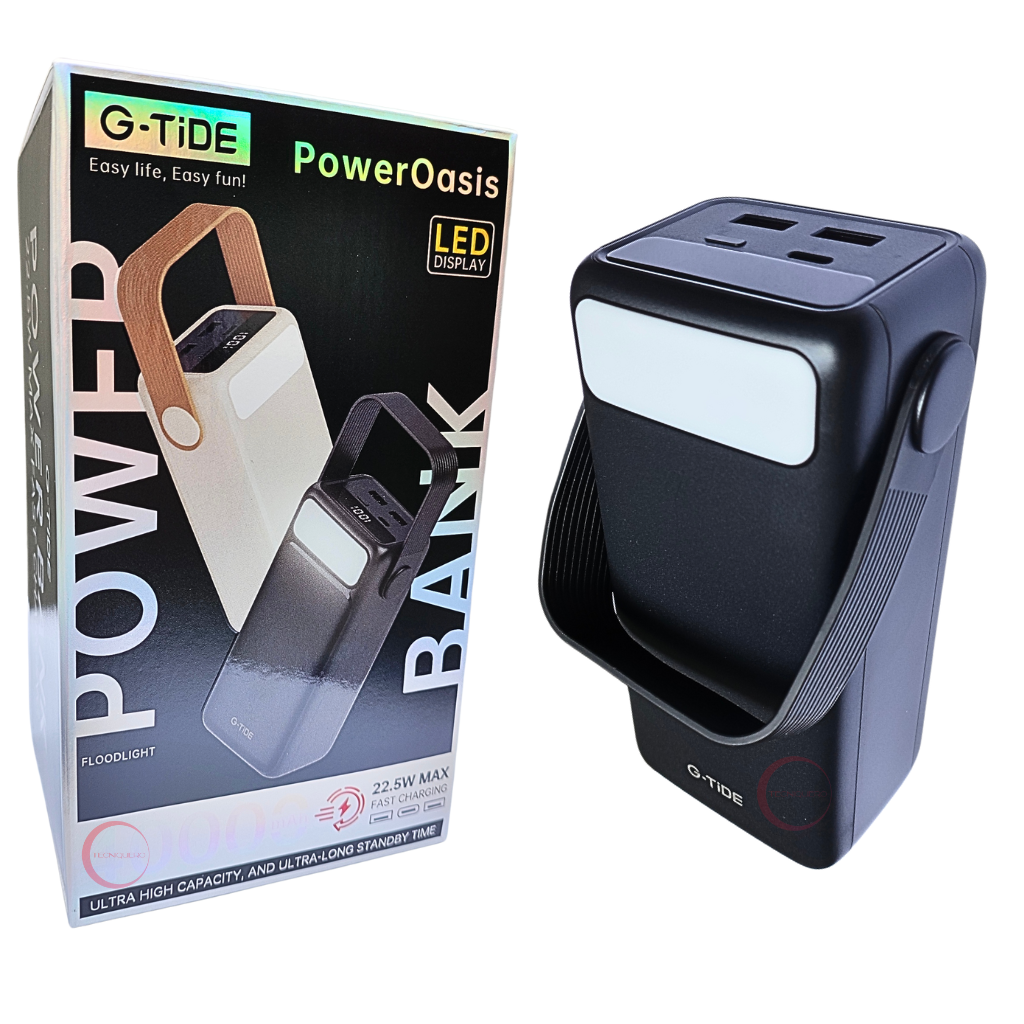 Power Bank G-Tide OASIS 40,000mAh con Carga Rápida y Lámpara - Batería Portátil de Alta Capacidad para Dispositivos Múltiples