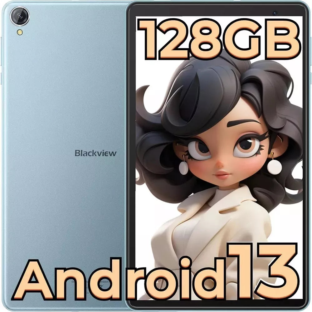 Tablet Blackview Tab50 8 Pulgadas HD 8GB RAM 4GB más 4GB Expansible 128GB ROM Ampliable 1TB WiFi 6 Android 13 Batería 5580mAh Quad Core 2.0GHz Azul