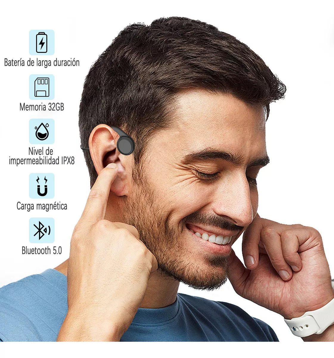 Audífonos Bencuku BE001 Bluetooth 5.0 Conducción Ósea 32GB IPX8 Clip-ear Micrófono Integrado