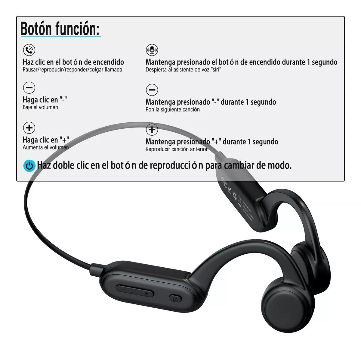 Audífonos Bencuku BE001 Bluetooth 5.0 Conducción Ósea 32GB IPX8 Clip-ear Micrófono Integrado