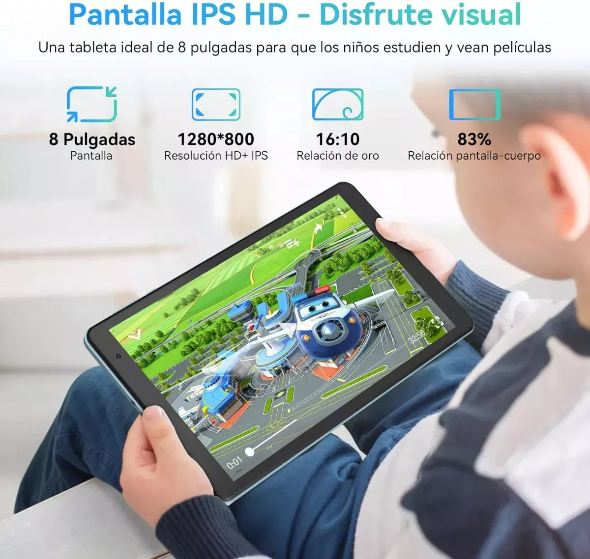 Tablet Blackview Tab50 8 Pulgadas HD 8GB RAM 4GB más 4GB Expansible 128GB ROM Ampliable 1TB WiFi 6 Android 13 Batería 5580mAh Quad Core 2.0GHz Azul