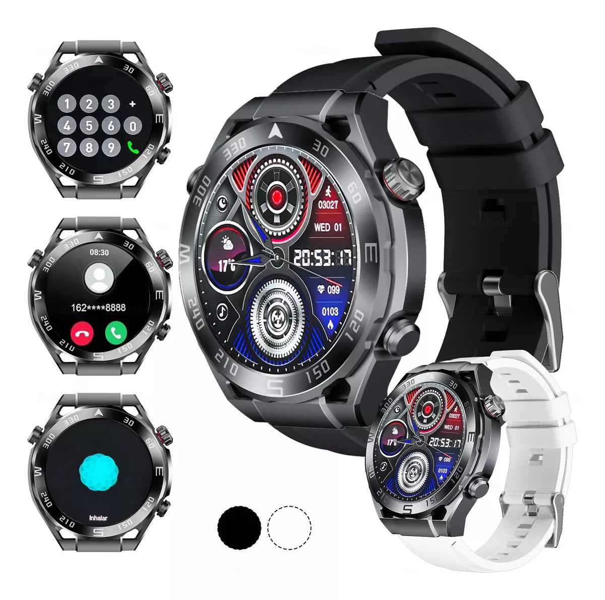 Reloj Inteligente 1.46" IP67 Impermeable con Bluetooth, Llamadas y Monitoreo de Salud – GPS, 128MB Memoria, Batería de 300mAh