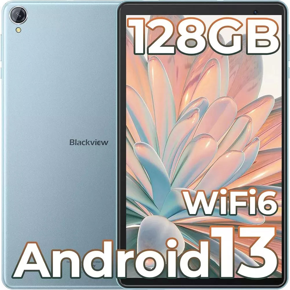 Tablet Blackview Tab50 8 Pulgadas HD 8GB RAM 4GB más 4GB Expansible 128GB ROM Ampliable 1TB WiFi 6 Android 13 Batería 5580mAh Quad Core 2.0GHz Azul