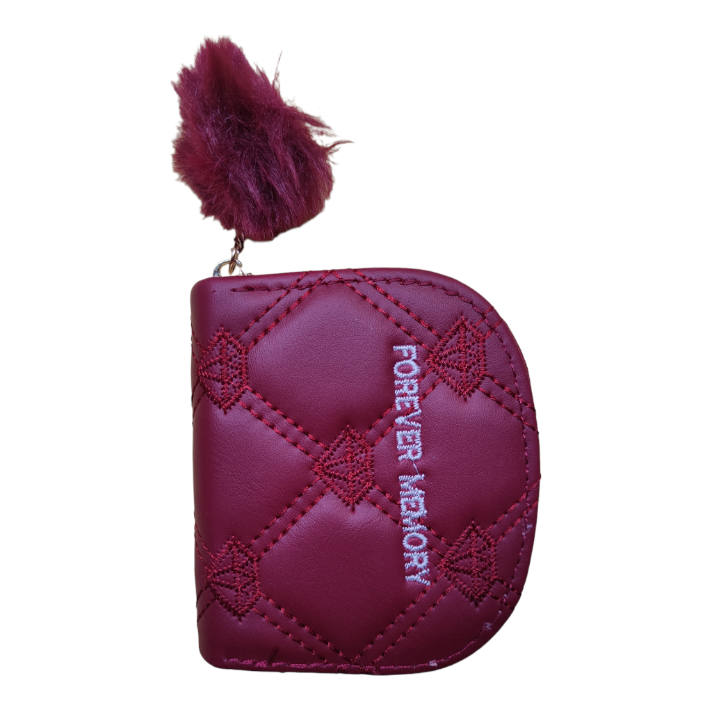 Monedero para dama, con pompón.Rojo